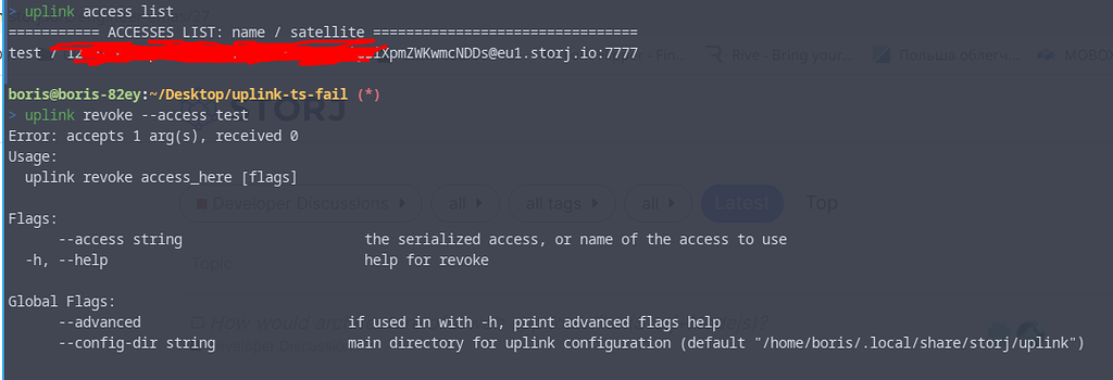 Can't revoke access grant using uplink cli - troubleshooting - Storj ...